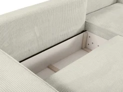 Vente-unique Aanbiedingen: Zitbank & Fauteuil-Hoekslaapbank Amelia Van Pascal Morabito - Ribfluweel - Beige - Hoek Rechts