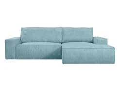 Vente-unique Aanbiedingen: Zitbank & Fauteuil-Hoekslaapbank Amelia Van Pascal Morabito - Ribfluweel - Turkoois - Hoek Rechts