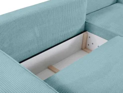 Vente-unique Aanbiedingen: Zitbank & Fauteuil-Hoekslaapbank Amelia Van Pascal Morabito - Ribfluweel - Turkoois - Hoek Rechts