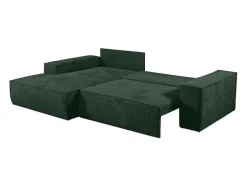 Vente-unique Aanbiedingen: Zitbank & Fauteuil-Hoekslaapbank Amelia Van Pascal Morabito - Ribfluweel - Spargroen - Hoek Links