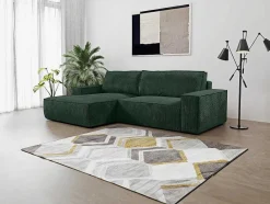 Vente-unique Aanbiedingen: Zitbank & Fauteuil-Hoekslaapbank Amelia Van Pascal Morabito - Ribfluweel - Spargroen - Hoek Links