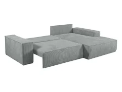 Vente-unique Hoekbank-Hoekslaapbank Amelia Van Pascal Morabito - Ribfluweel - Lichtgrijs - Hoek Rechts