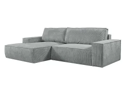 Vente-unique Aanbiedingen: Zitbank & Fauteuil-Hoekslaapbank Amelia Van Pascal Morabito - Ribfluweel - Lichtgrijs - Hoek Links