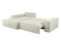 Vente-unique Aanbiedingen: Zitbank & Fauteuil-Hoekslaapbank Amelia Van Pascal Morabito - Ribfluweel - Beige - Hoek Links