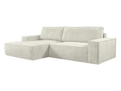 Vente-unique Aanbiedingen: Zitbank & Fauteuil-Hoekslaapbank Amelia Van Pascal Morabito - Ribfluweel - Beige - Hoek Links