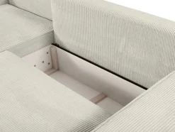 Vente-unique Aanbiedingen: Zitbank & Fauteuil-Hoekslaapbank Amelia Van Pascal Morabito - Ribfluweel - Beige - Hoek Links