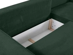 Vente-unique Aanbiedingen: Zitbank & Fauteuil-Hoekslaapbank Amelia Van Pascal Morabito - Ribfluweel - Spargroen - Hoek Rechts