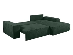 Vente-unique Aanbiedingen: Zitbank & Fauteuil-Hoekslaapbank Amelia Van Pascal Morabito - Ribfluweel - Spargroen - Hoek Rechts