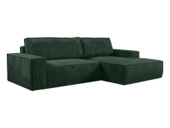 Vente-unique Aanbiedingen: Zitbank & Fauteuil-Hoekslaapbank Amelia Van Pascal Morabito - Ribfluweel - Spargroen - Hoek Rechts