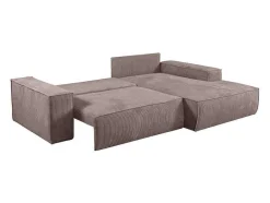 Vente-unique Aanbiedingen: Zitbank & Fauteuil-Hoekslaapbank Amelia Van Pascal Morabito - Ribfluweel - Lichtpaars - Hoek Rechts