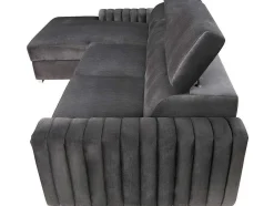 Vente-unique Speciale Modellen Zitbanken & Fauteuils-Hoekslaapbank Larica - Stof - Antraciet - Hoek Links