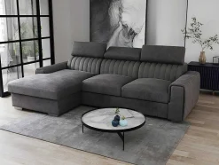 Vente-unique Speciale Modellen Zitbanken & Fauteuils-Hoekslaapbank Larica - Stof - Antraciet - Hoek Links