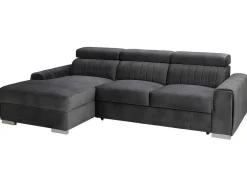 Vente-unique Speciale Modellen Zitbanken & Fauteuils-Hoekslaapbank Larica - Stof - Antraciet - Hoek Links