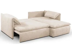 Vente-unique Vierzitsbank-Hoekslaapbank Teodora Van Pascal Morabito - Ribfluweel - Beige - Hoek Rechts