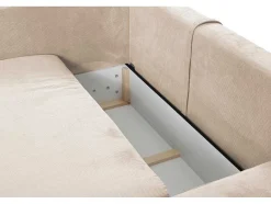 Vente-unique Vierzitsbank-Hoekslaapbank Teodora Van Pascal Morabito - Ribfluweel - Beige - Hoek Rechts