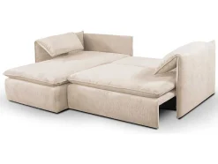 Vente-unique Hoekbank-Hoekslaapbank Teodora Van Pascal Morabito - Ribfluweel - Beige - Hoek Links