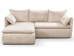 Vente-unique Hoekbank-Hoekslaapbank Teodora Van Pascal Morabito - Ribfluweel - Beige - Hoek Links
