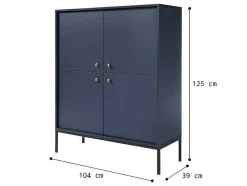 Vente-unique Buffetkast-Hoge Buffetkast Bogdan - 4 Deuren - Blauw
