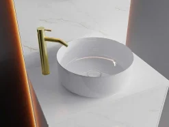 Shower & Design Kraan-Hoge Mechanische Mengkraan Met Afgerond Uiteinde - Goud Met Satijnglans - Arlanza