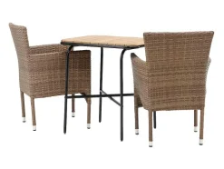 Vente-unique Loungeset-Holmbeck Tuinmeubelset Tafel, 2 Stoelen Naturel.