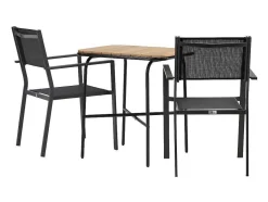 Vente-unique Loungeset-Holmbeck Tuinmeubelset Tafel, 2 Stoelen Naturel,Zwart.