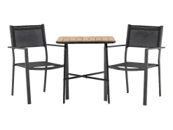 Vente-unique Loungeset-Holmbeck Tuinmeubelset Tafel, 2 Stoelen Naturel,Zwart.