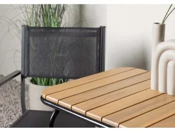 Vente-unique Loungeset-Holmbeck Tuinmeubelset Tafel, 2 Stoelen Naturel,Zwart.