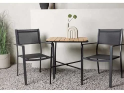 Vente-unique Loungeset-Holmbeck Tuinmeubelset Tafel, 2 Stoelen Naturel,Zwart.