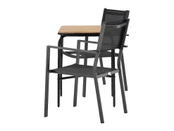 Vente-unique Loungeset-Holmbeck Tuinmeubelset Tafel, 2 Stoelen Naturel,Zwart.
