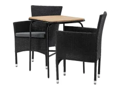 Vente-unique Loungeset-Holmbeck Tuinmeubelset Tafel, 2 Stoelen Naturel,Zwart.