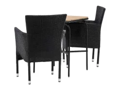 Vente-unique Loungeset-Holmbeck Tuinmeubelset Tafel, 2 Stoelen Naturel,Zwart.