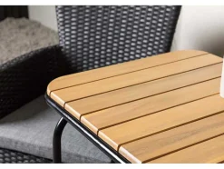 Vente-unique Loungeset-Holmbeck Tuinmeubelset Tafel, 2 Stoelen Naturel,Zwart.