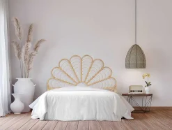 Vente-unique Hoofdeinde En Brugkast-Hoofdbord 160 Cm - Rotan - Naturel - Flosia