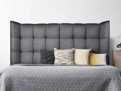 Vente-unique Hoofdeinde En Brugkast-Hoofdbord Bed - Gebogen - 140 Cm - Stof - Grijs - Ludesa