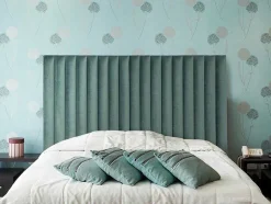 Vente-unique Hoofdeinde En Brugkast-Hoofdeinde Sarah Met Verticale Naden - 160 Cm - Fluweel - Amandelgroen
