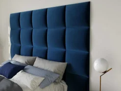 PASCAL MORABITO Hoofdeinde En Brugkast-Hoofdeinde Wandpanelen Bartel - 200 Cm - Fluweel - Blauw - Van