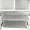 ModernLuxe Buffetkast-Hoog Dressoir - 2 Vakken En 2 Vlindervormige Deuren - Wit & Naturel