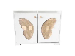 ModernLuxe Buffetkast-Hoog Dressoir - 2 Vakken En 2 Vlindervormige Deuren - Wit & Naturel