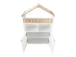 ModernLuxe Buffetkast-Hoog Dressoir - 2 Vakken En 2 Vlindervormige Deuren - Wit & Naturel