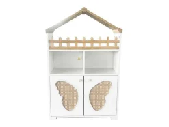 ModernLuxe Buffetkast-Hoog Dressoir - 2 Vakken En 2 Vlindervormige Deuren - Wit & Naturel