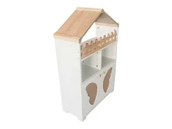 ModernLuxe Buffetkast-Hoog Dressoir - 2 Vakken En 2 Vlindervormige Deuren - Wit & Naturel