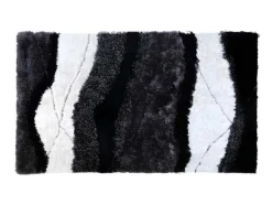 OZAIA Woonkamertapijt-Hoogpolig Tapijt Ecume - Hand Getuft - Zwart En Wit - 140 X 200 Cm