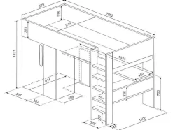 Vente-unique Kinderbed Hoogslaper-Hoogslaper - 90 X 200 Cm - Met Kast En Bureau - Roze En Wit + Matras -Nicolas