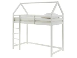 Vente-unique Kinderbed Hoogslaper-Hoogslaper 90 X 190 Cm - Grenen - Wit + Matras - Tarzia