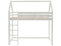 Vente-unique Kinderbed-Hoogslaper 90 X 190 Cm - Massief Grenen - Wit - Tarzia