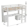 Vente-unique Kinderbed Hoogslaper-Hoogslaper 90 X 200 Cm Met Bureau, Boekenkast, Lades En Ladder, Mdf Hout, Wit