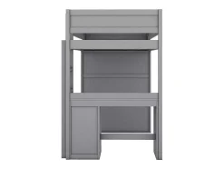 Vente-unique Kinderbed Hoogslaper-Hoogslaper 90 X 200 Cm Met Bureau + 2 Laden - Kledingkast Met Schuifdeur - Mdf Hout - Grijs