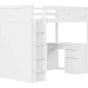 Vente-unique Kinderbed Hoogslaper-Hoogslaper 90 X 200 Cm Met Bureau, Opbergplanken, Lades En Ladder, Mdf-Hout, Wit