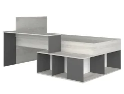 Vente-unique Kinderbed-Hoogslaper 90 X 200 Cm Met Opbergruimte En Bureau - Kleur: Naturel En Antraciet - Rigali