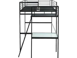 Vente-unique Kinderbed Hoogslaper-Hoogslaper Casual - Met Bureau - Kleur: Antraciet - Inclusief Matras 140 X 190 Cm
